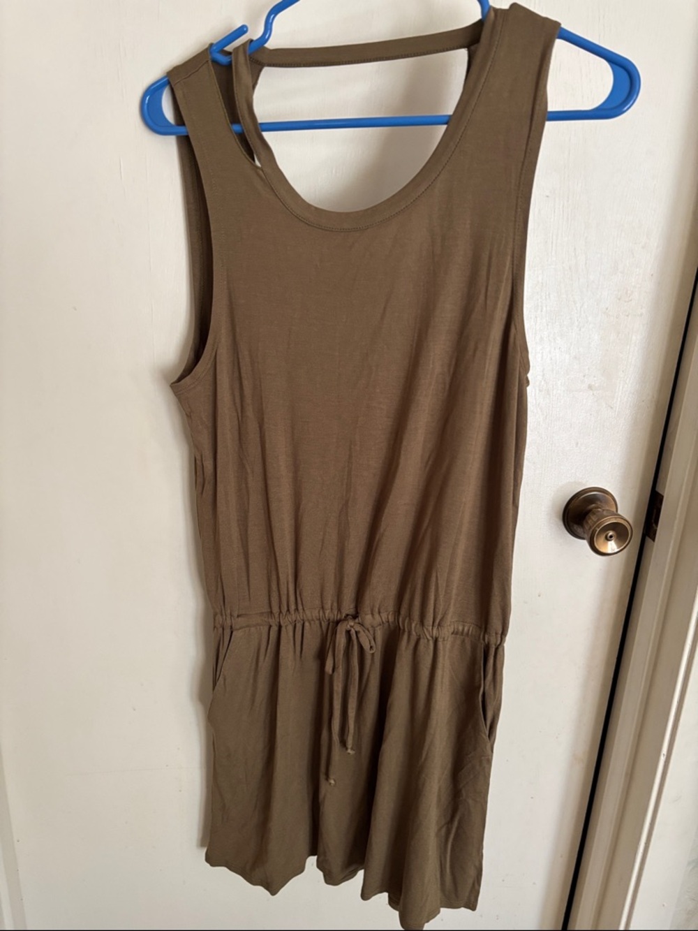 Chasor Olive-Brown Sleeveless dress with Logo Tag